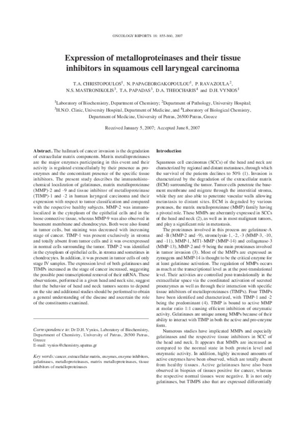 (PDF) Expression of metalloproteinases and their tissue inhibitors in ...