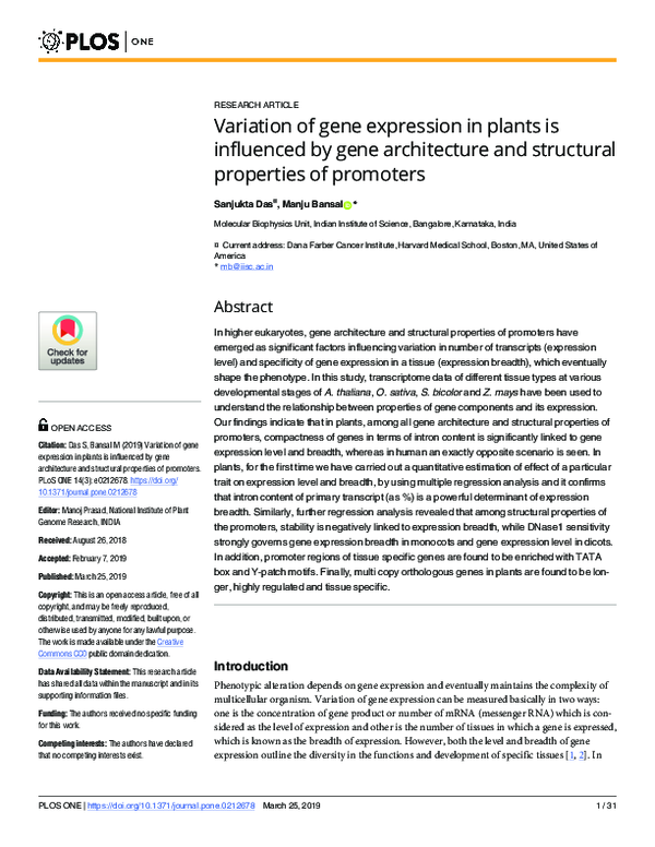 (PDF) Variation of gene expression in plants is influenced by gene ...