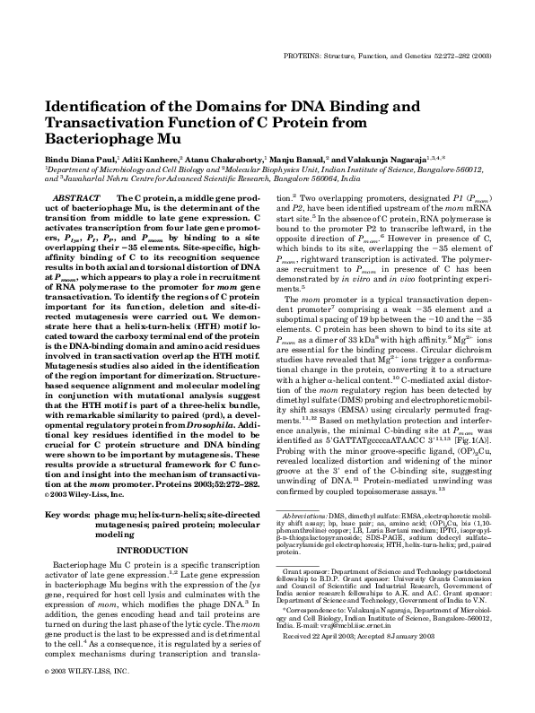 (PDF) Identification of the domains for DNA binding and transactivation ...