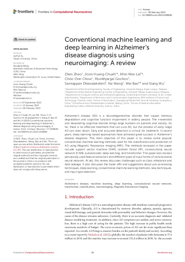 (PDF) Conventional machine learning and deep learning in Alzheimer's ...