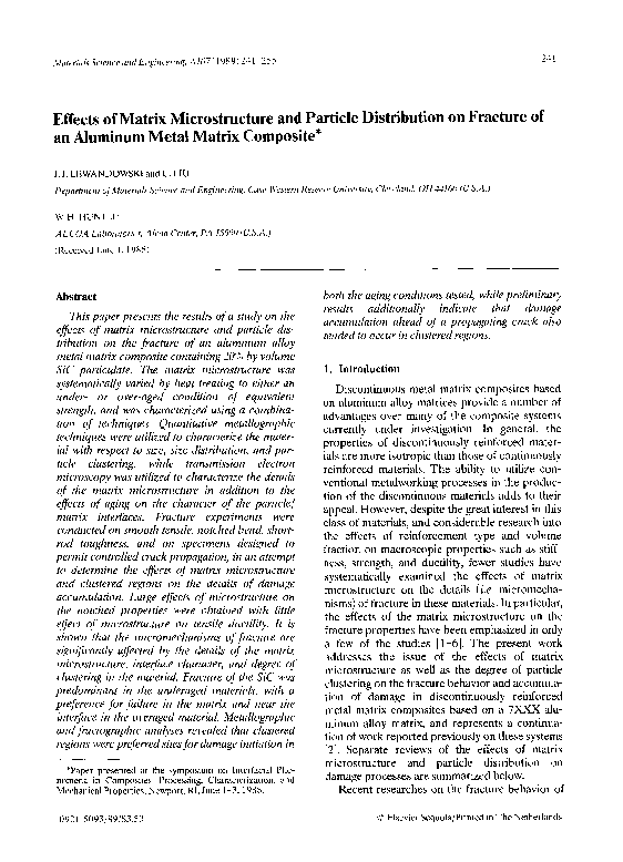 (PDF) Effects of matrix microstructure and particle distribution on ...