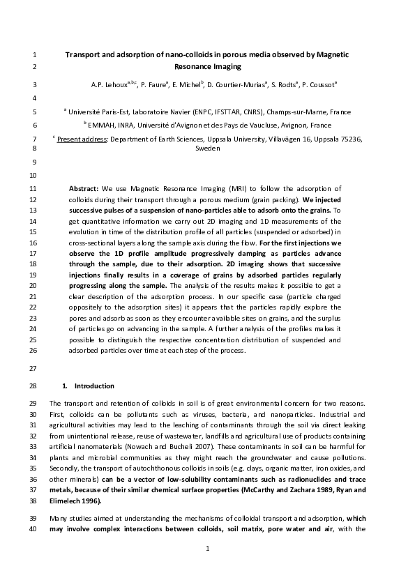 (PDF) Transport and Adsorption of Nano-Colloids in Porous Media ...