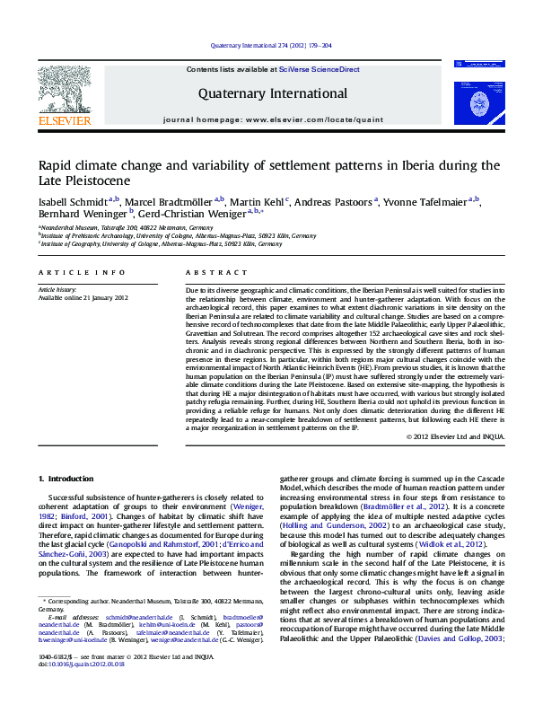 (PDF) Rapid climate change and variability of settlement patterns in ...