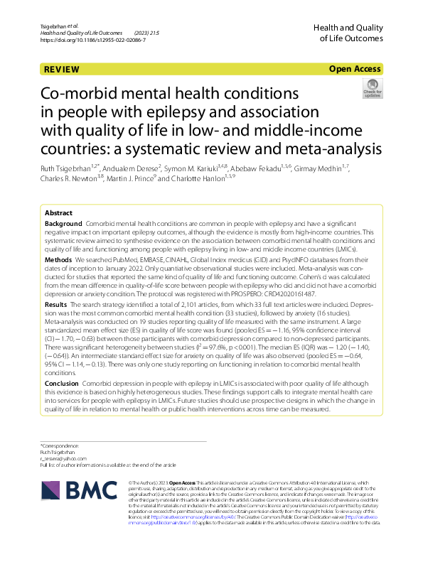 (PDF) Co-morbid mental health conditions in people with epilepsy and ...