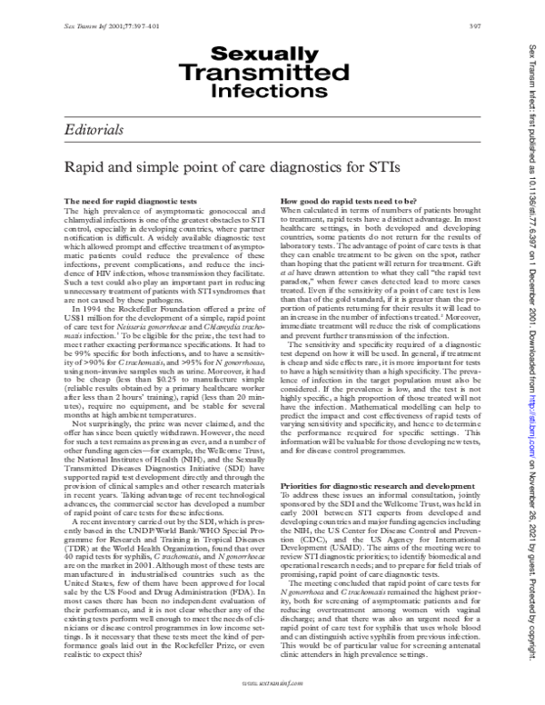 (PDF) Rapid and simple point of care diagnostics for STIs
