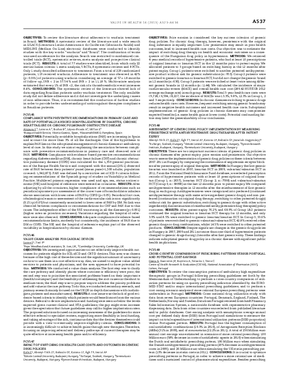 (PDF) Impact of Switching on Health Care Costs and Outcomes in Generic ...