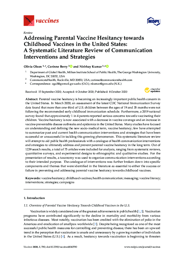 (PDF) Addressing Parental Vaccine Hesitancy towards Childhood Vaccines ...
