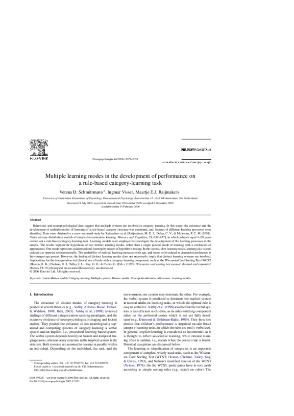 (PDF) Multiple learning modes in the development of performance on a ...