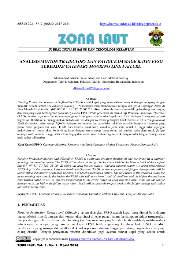 (PDF) Analisis Motion Trajectory dan Fatigue Damage Ratio FPSO Terhadap ...