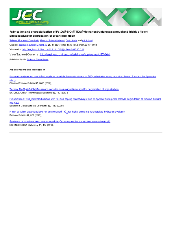 (PDF) Fabrication and characterization of Fe 3 O 4 @SiO 2 @TiO 2 @Ho ...