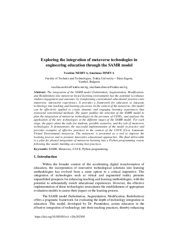 (PDF) Exploring the integration of metaverse technologies in ...