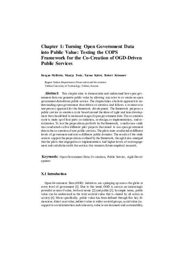 (PDF) Turning Open Government Data into Public Value: Testing the COPS ...