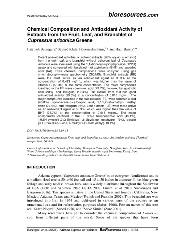 (PDF) Chemical composition and antioxidant activity of extracts from ...