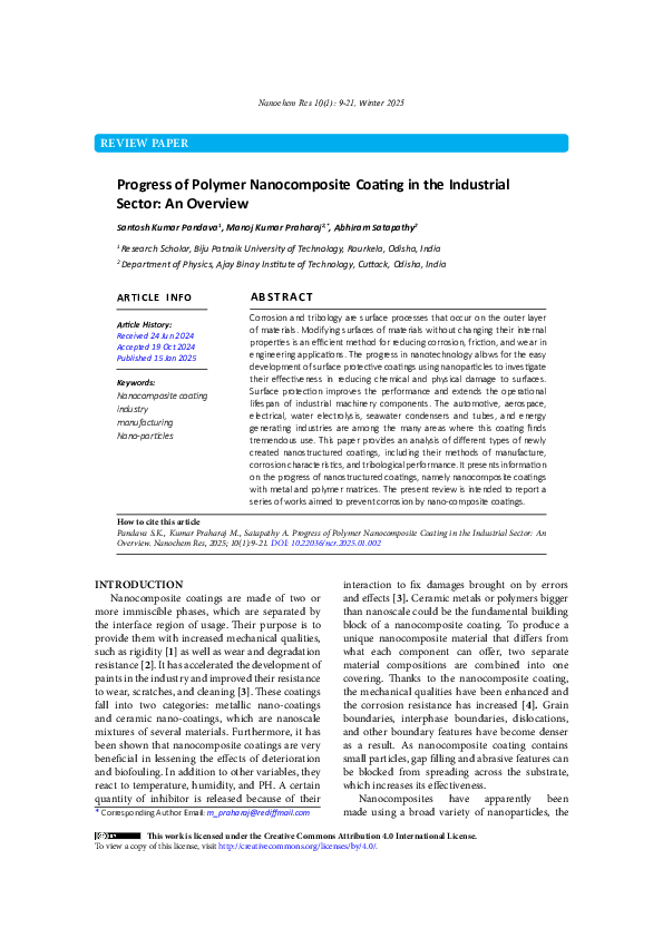 (PDF) Progress of Polymer Nanocomposite Coating in the Industrial ...