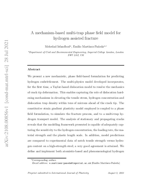(PDF) A mechanism-based multi-trap phase field model for hydrogen ...