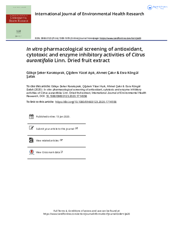 (PDF) In vitro pharmacological screening of antioxidant, cytotoxic and ...