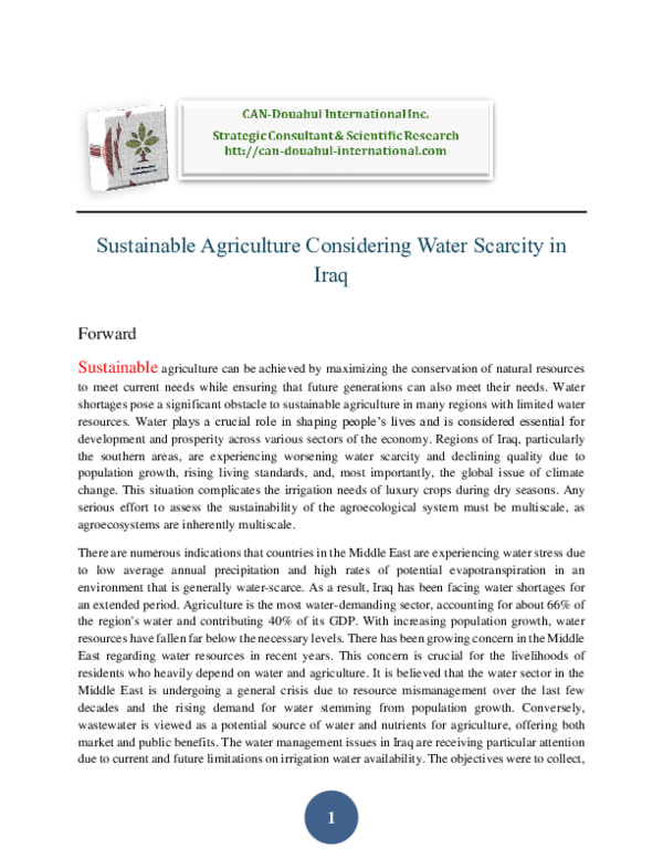 (PDF) Sustainable Agriculture Considering Water Scarcity in Iraq