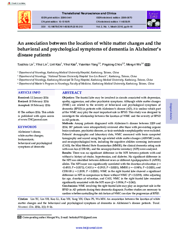 (PDF) An association between the location of white matter changes and ...