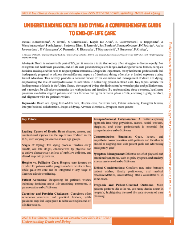(PDF) Understanding Deathand Dying AComprehensive Guideto End of Life Care