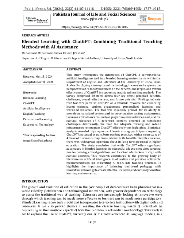 (PDF) Blended Learning with ChatGPT: Combining Traditional Teaching ...
