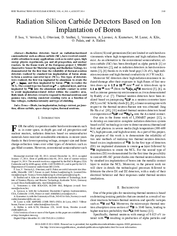 (PDF) Radiation Silicon Carbide Detectors Based on Ion Implantation of ...