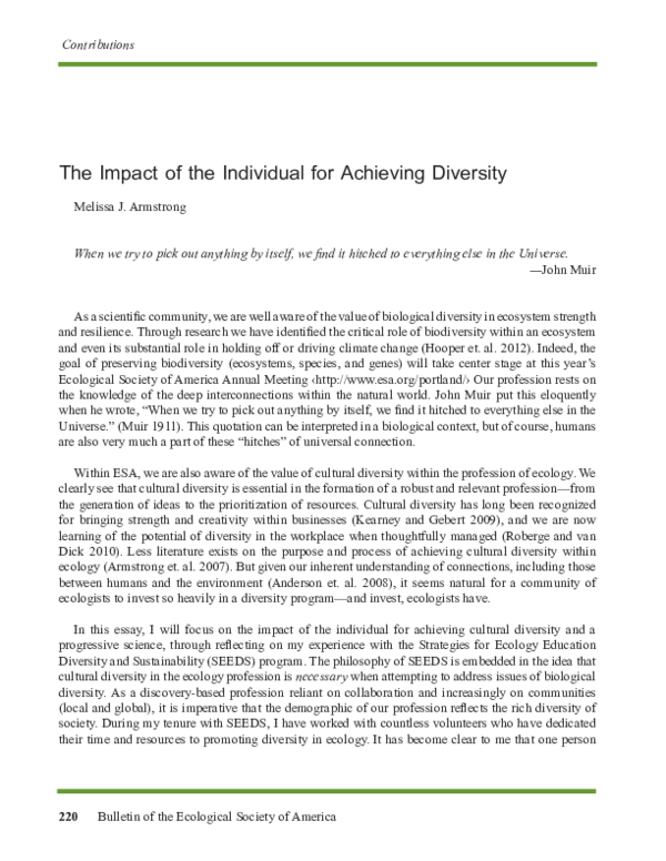 (PDF) The Impact of the Individual for Achieving Diversity