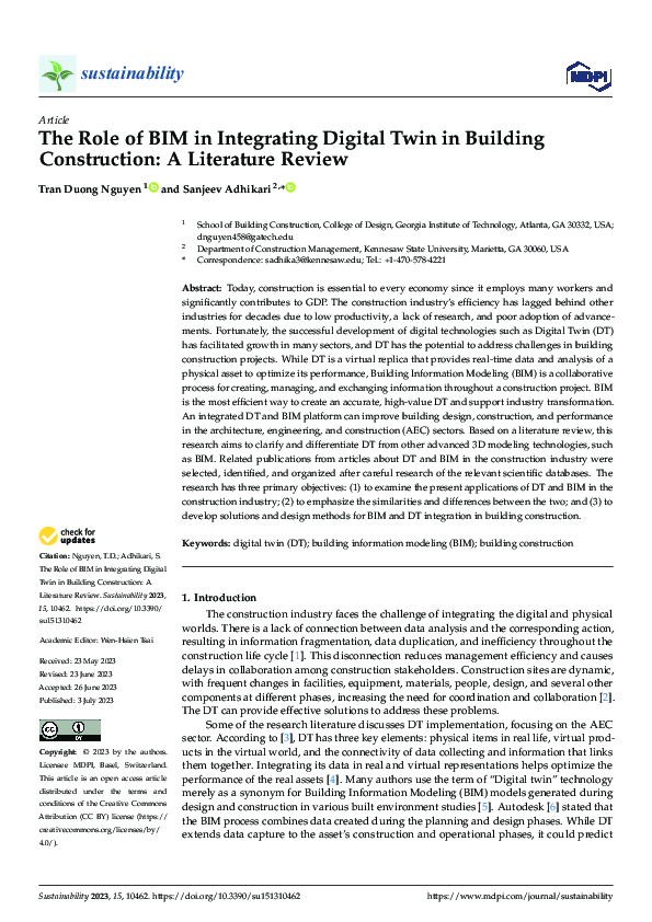 (PDF) The Role of BIM in Integrating Digital Twin in Building ...