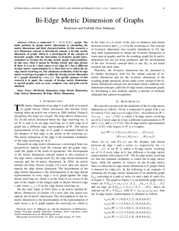 (PDF) Bi-Edge Metric Dimension of Graphs