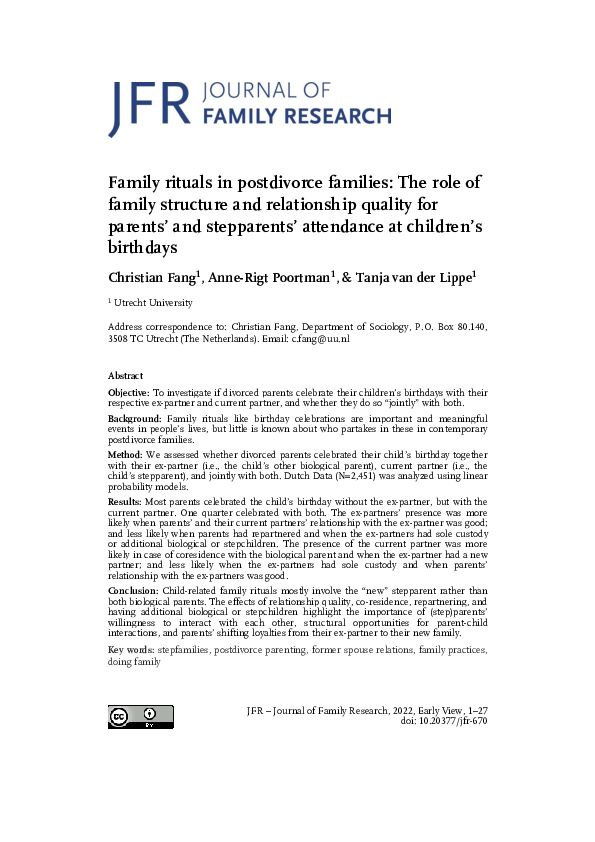 (PDF) Family rituals in postdivorce families: The role of family ...