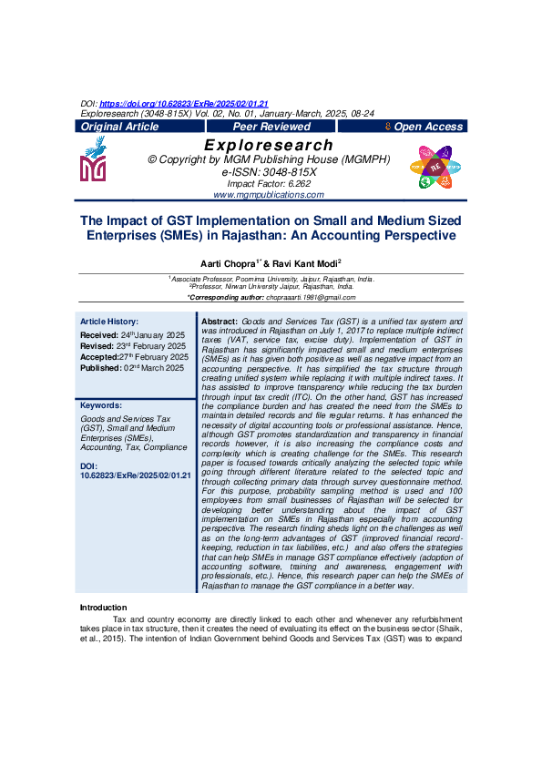 (PDF) The Impact of GST Implementation on Small and Medium Sized ...