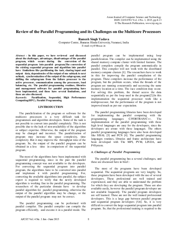(PDF) Review of the Parallel Programming and its Challenges on the ...
