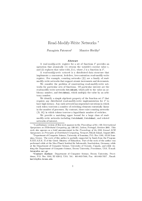 (PDF) Read-modify-write networks