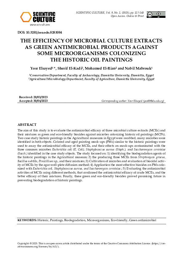 (PDF) The Efficiency of Microbial Culture Extracts as Green ...