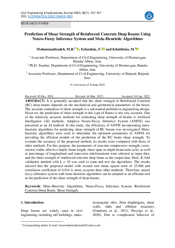(PDF) Prediction of Shear Strength of Reinforced Concrete Deep Beams ...
