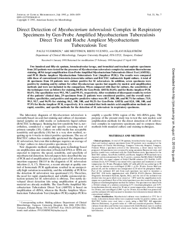 (PDF) Direct Detection of Mycobacterium tuberculosis in Respiratory ...