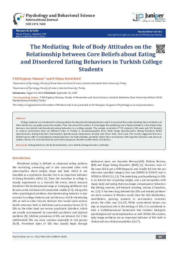 (PDF) Mediating Role of Body Attitudes on the Relationship between Core ...