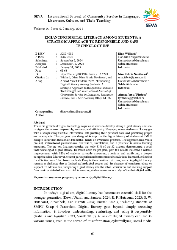 (PDF) ENHANCING DIGITAL LITERACY AMONG STUDENTS