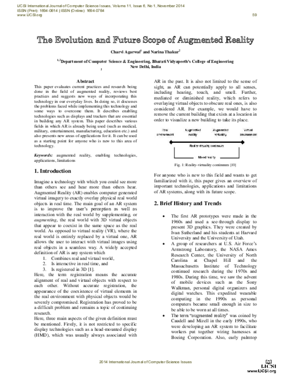 (PDF) The Evolution and Future Scope of Augmented Reality