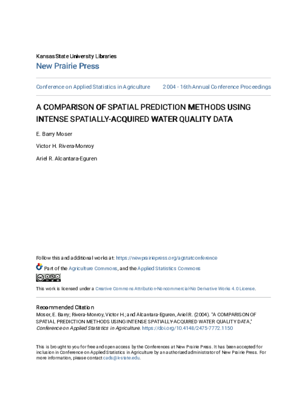 (PDF) A Comparison of Spatial Prediction Methods Using Intense ...