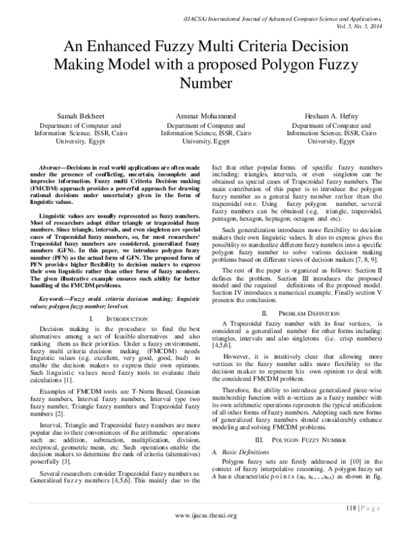 (PDF) An Enhanced Fuzzy Multi Criteria Decision Making Model with A ...