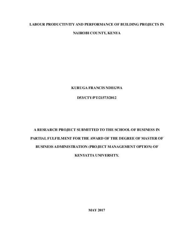 (PDF) Labour Productivity and Performance of Building Projects in ...