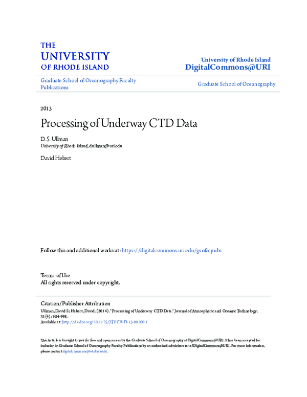 (PDF) Processing of Underway CTD Data