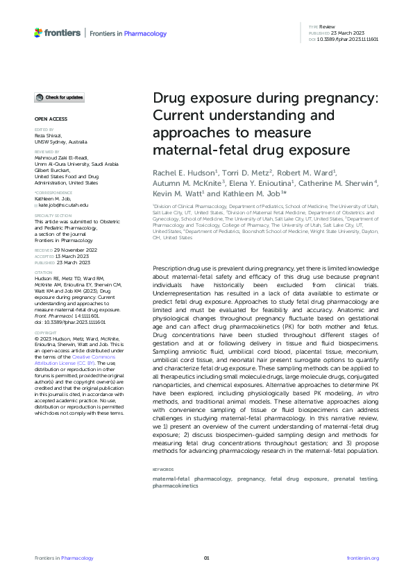 (PDF) Drug exposure during pregnancy: Current understanding and ...