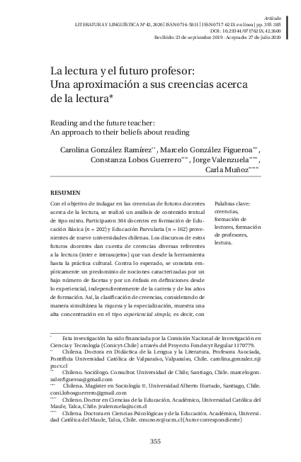 (PDF) La lectura y el futuro profesor: una aproximación a sus creencias ...
