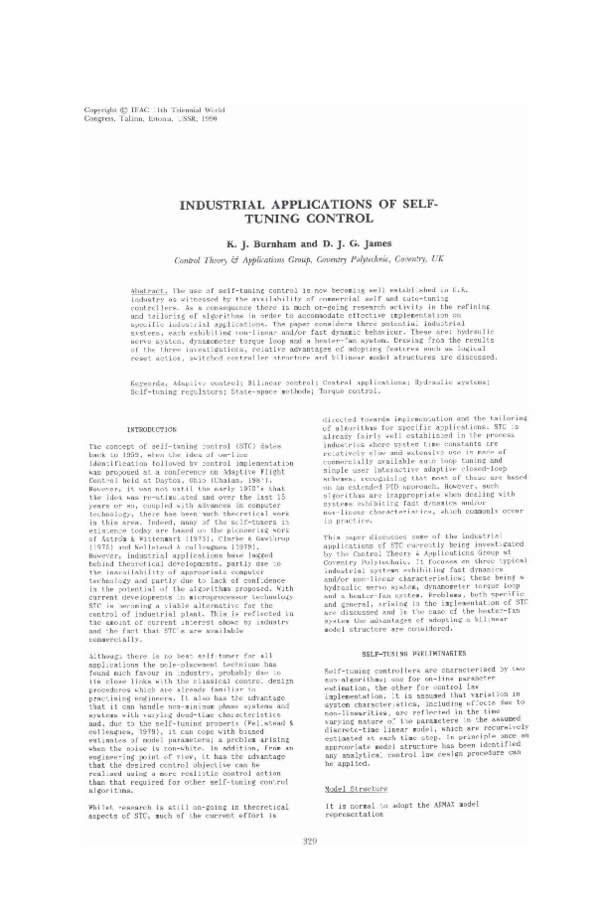 (PDF) Industrial Applications of Self-tuning Control