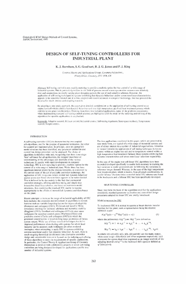 (PDF) Design of Self-Tuning Controllers for Industrial Plant
