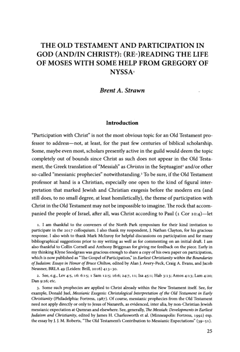 (PDF) THE OLD TESTAMENT AND PARTICIPATION IN GOD (AND/IN CHRIST?): (RE ...