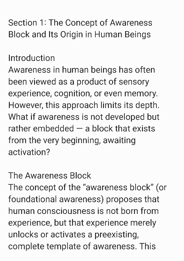 (PDF) The concept of awareness block and orgin in human beings