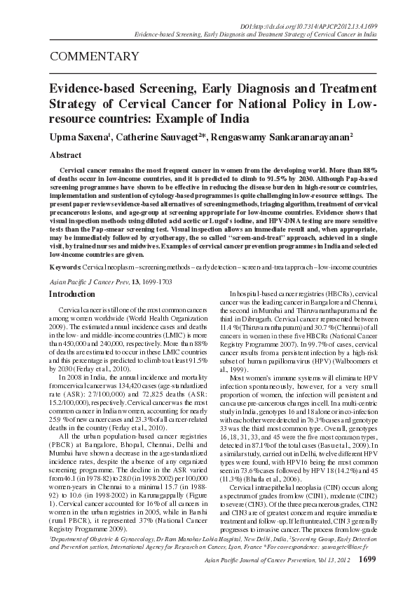 (PDF) Evidence-based Screening, Early Diagnosis and Treatment Strategy ...