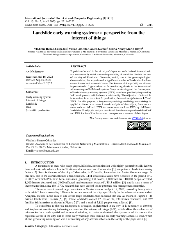 (PDF) Landslide early warning systems: a perspective from the internet ...